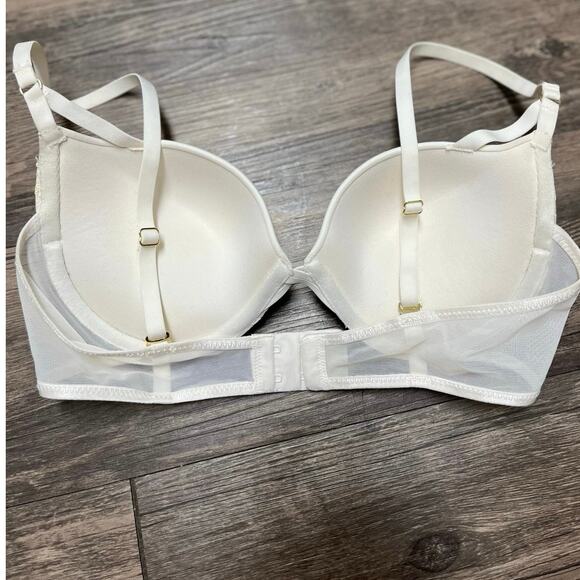 Maidenform Love the Lift Push Up Lace Demi Bra White Rose Gold 34C Feminine - Picture 6 of 7